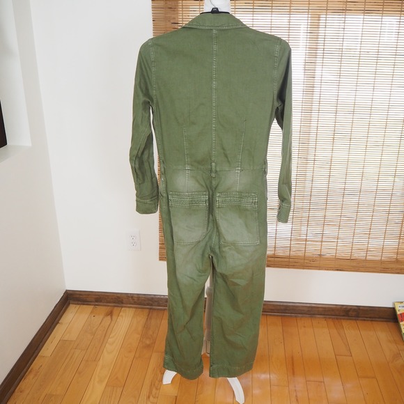 Free People Charlie Utility Jumpsuit Coveralls Olive Army Green Sz 4 No Belt - Picture 8 of 13
